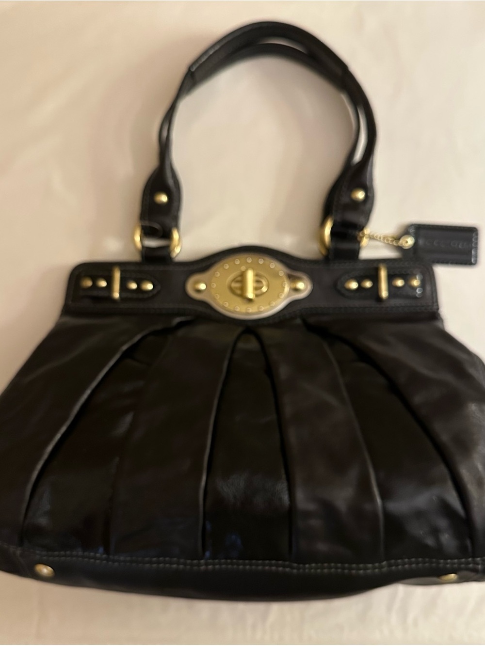 COACH Legacy Black Leather Satchel  with Turn-lock closure
